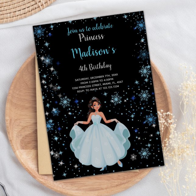 Elegant Guld Krona om det svarta Royalet Party-kor Inbjudningar (Princess Black Background Birthday Invitations)