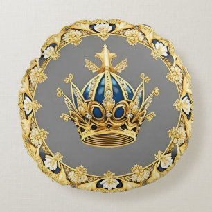 Elegant Guld Krona Rund Kudde