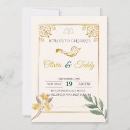 Elegant Guld Kunglig Flourish Bröllop Inbjudningar