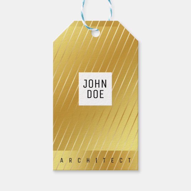 Elegant Guld-kvadratlyktans Märkre Presentetikett (Framsidan)
