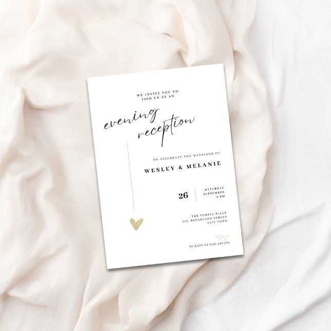 Elegant guld kvällsmottagning bröllop inbjudningar (Elegant The Wedding Invitation - Evening Reception)
