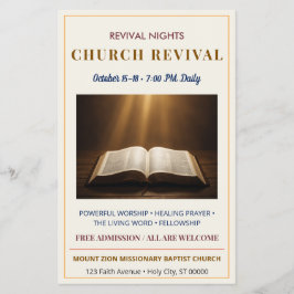 Elegant guld kyrka revival evenemang religiös flygblad