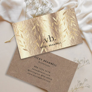 Elegant Guld Lämnar Modern monogramartist Visitkort