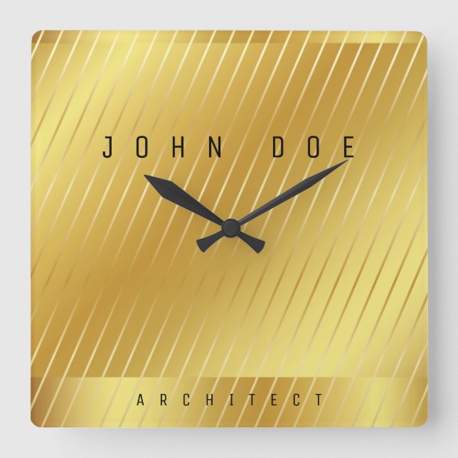 Elegant, Guld, lås för krutdurk Fyrkantig Klocka (Framsida)