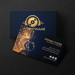 Elegant Guld Låtskrivare Musikproducent DJ Logotyp Visitkort