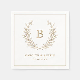 Elegant Guld Laurel WAN Bröllop Monogram Pappersservett
