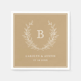 Elegant Guld Laurel WAN Bröllop Monogram Pappersservett