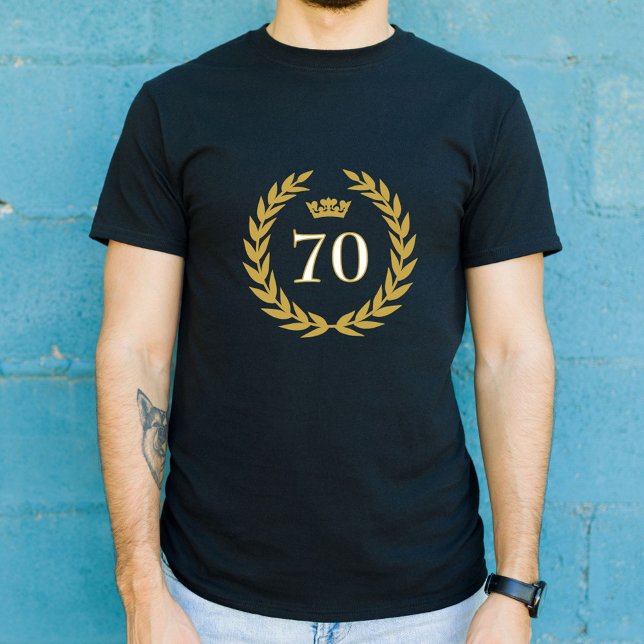 Elegant Guld Laurel Wandedräkt Krona 70:e födelsed T Shirt (Skapare uppladdad)