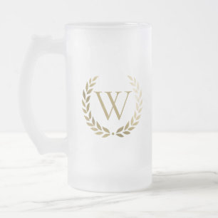 Elegant Guld Laurel WandeMonogram Frostat Ölglas