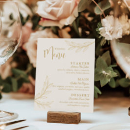 Elegant Guld Leave med Script Bröllopsmeny Kort