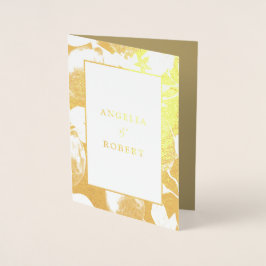 Elegant Guld Lemons & Foliage Bröllop Real Folierat Kort