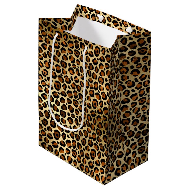 Elegant Guld Leopard Animal Print (Framsidan Vinklad)