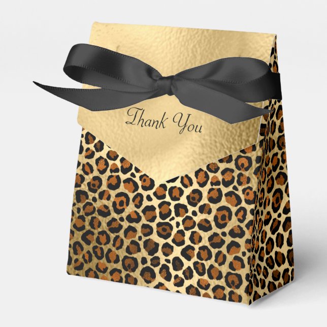 Elegant Guld Leopard Animal Print Presentaskar (Framsidan Sidan)