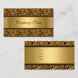 Elegant Guld Leopard Djurtryck Visitkort