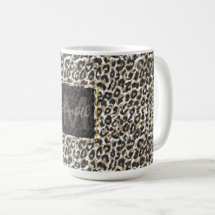 Elegant guld leopard, mönster kaffemugg