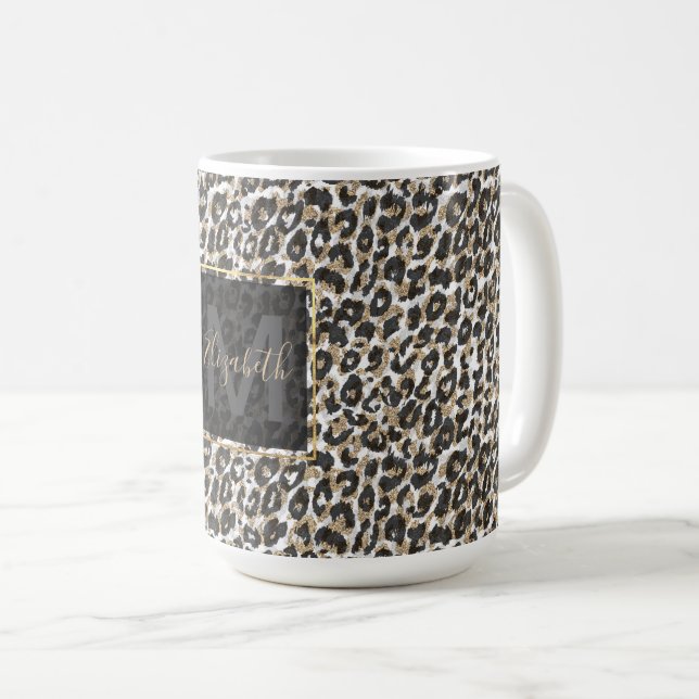Elegant guld leopard, mönster kaffemugg (Framsida höger)