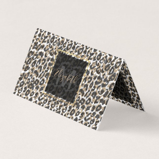 Elegant guld leopard, mönster visitkort (Framsida)