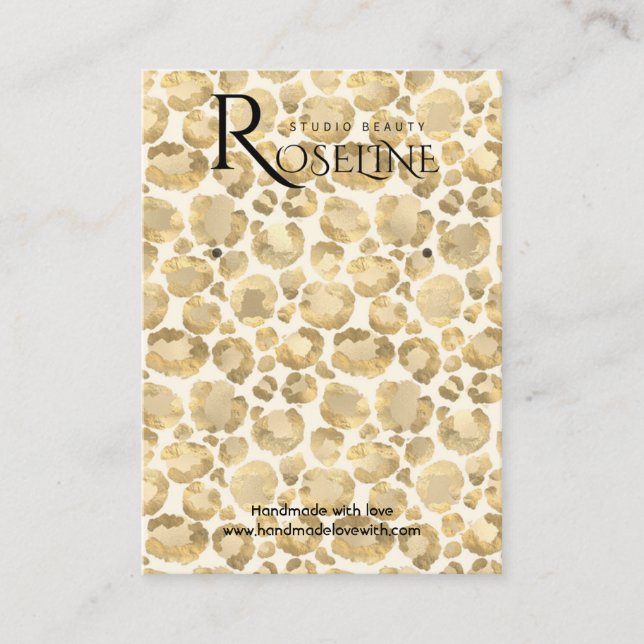 Elegant Guld Leopard Print Visning Card Visitkort (Framsida)
