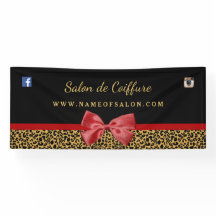 Elegant Guld Leopard Skriv ut Red Bow Hair Salon 6
