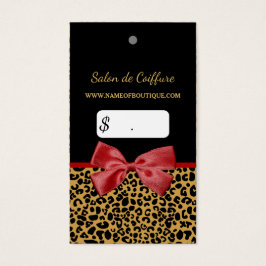 Elegant Guld Leopard Skriv ut Red Bow Photo Pricet Visitkort