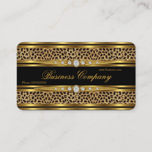 Elegant guld leopard svart falska diamanter visitkort