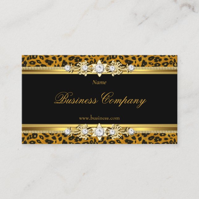 Elegant Guld Leopard Svart Original 3 Visitkort (Framsida)