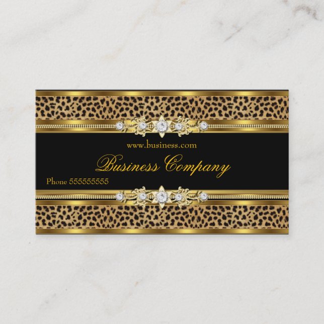 Elegant Guld Leopard Svart ORNATE Bäst Visitkort (Framsida)