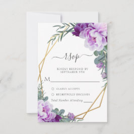 Elegant Guld & Lila Blommigt Eucalyptus Bröllop OSA Kort