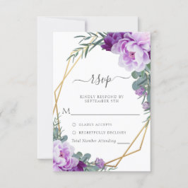 Elegant Guld & Lila Blommigt Eucalyptus Bröllop OSA Kort