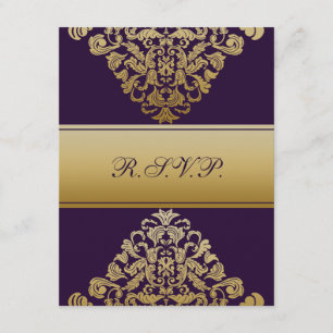 elegant guld lila bröllop OSA Kort