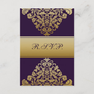 elegant guld lila bröllop OSA Standard 3,5 x 5 Kort