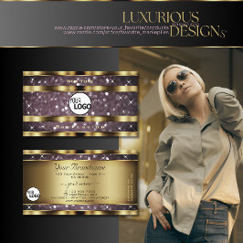 Elegant Guld Lila Glitter Gnistra Stars lägger til Visitkort