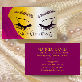 Elegant Guld & Lila Lash & Brow Artist Business Visitkort