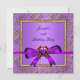 Elegant Guld Lila Mauve Juvel Födelsedagsfest Inbjudningar