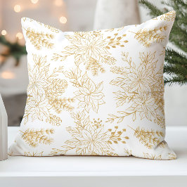 Elegant Guld Line Art-Blommigt Kudde