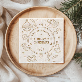 Elegant Guld Line Art-jul Pappersservett