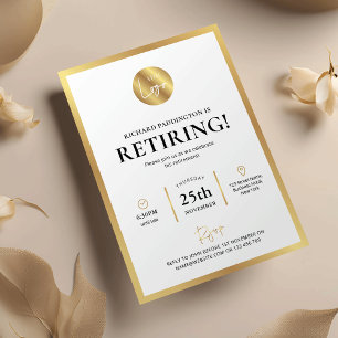 Elegant Guld Logotyp Formell anställd Pension Part Inbjudningar