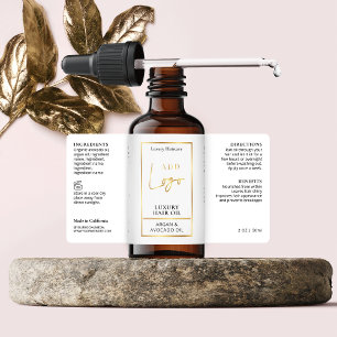 Elegant Guld Logotyp Hair Serum Dropper Flaska-eti Fraktsedel