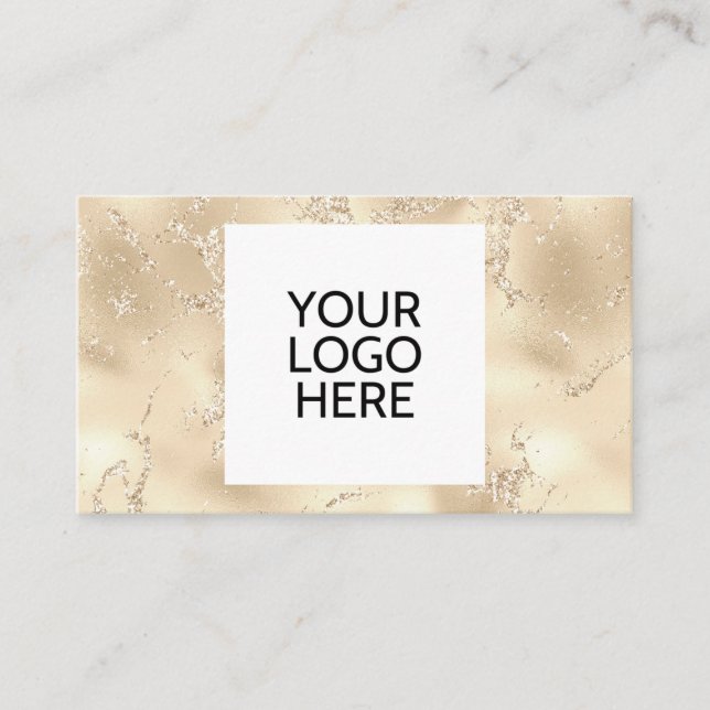 Elegant Guld Logotyp QR-kod Visitkort (Framsida)