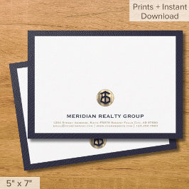 Elegant Guld Logotyp Real Gods Note Cards 5x7 Kort