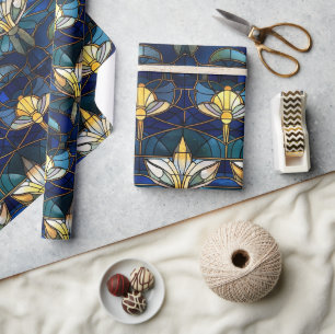 Elegant guld lotus falskt glas-i-glas-mönster presentpapper
