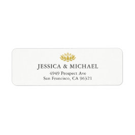 Elegant Guld Lotus Flower Anpassningsbar Returadre Returadress Etikett