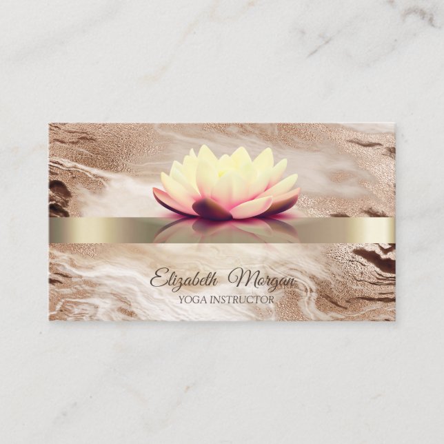 Elegant Guld Lotus Flower Marble Visitkort (Framsida)