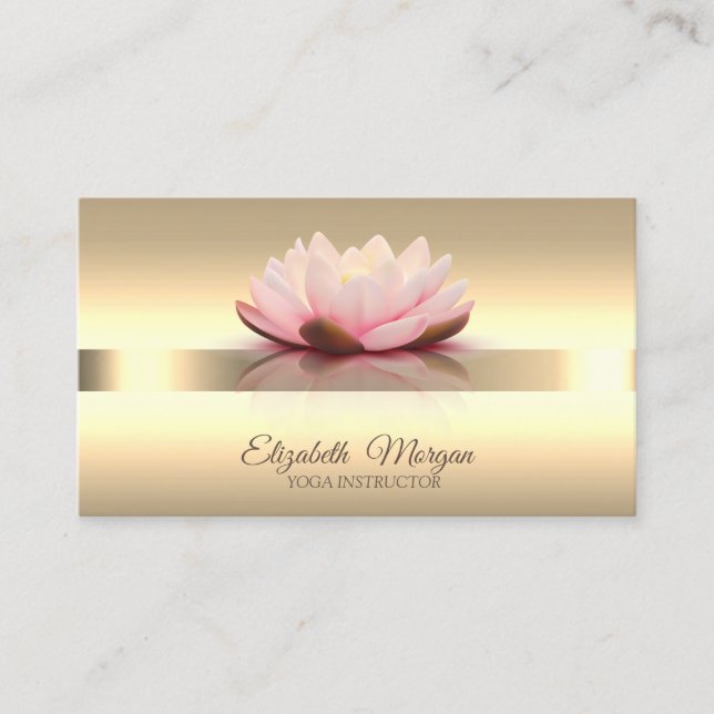 Elegant Guld Lotus Flower Yoga Instructor Visitkort (Framsida)