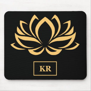 Elegant Guld Lotus Flower Zen Yoga Monogram Musmatta