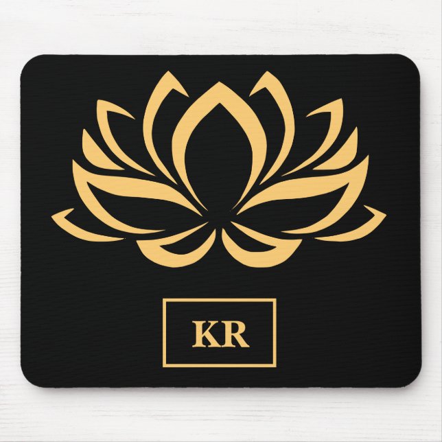 Elegant Guld Lotus Flower Zen Yoga Monogram Musmatta (Framsidan)