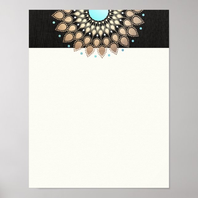 Elegant Guld Lotus Mandala Poster (Framsidan)