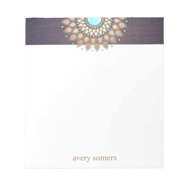 Elegant Guld Lotus Mandala Yoga Teacher Anteckning Anteckningsblock (Framsida)