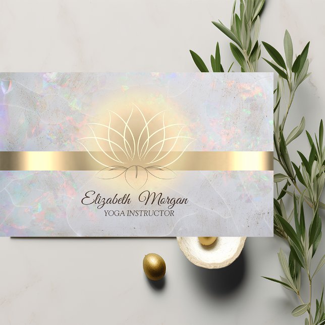 Elegant Guld Lotus Opal  Yogainstruktör Visitkort (Skapare uppladdad)