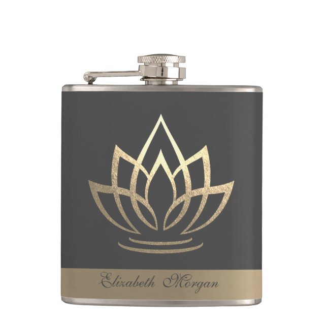 Elegant Guld Lotus, Yoga Fickplunta (Framsidan)